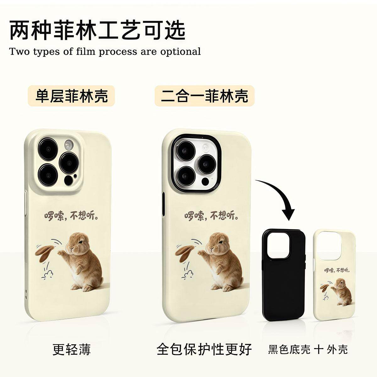 啰嗦不想听适用苹果17/18promax菲林二合一手机壳iPhone16/15/14/13pro简约个性vivo华为P70小米17oppo防摔套