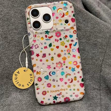 彩虹小图案适用苹果17promax冰川手机壳iPhone16pro新款15/14pro全包防摔12/11华为P70vivo小米15PROoppo防摔