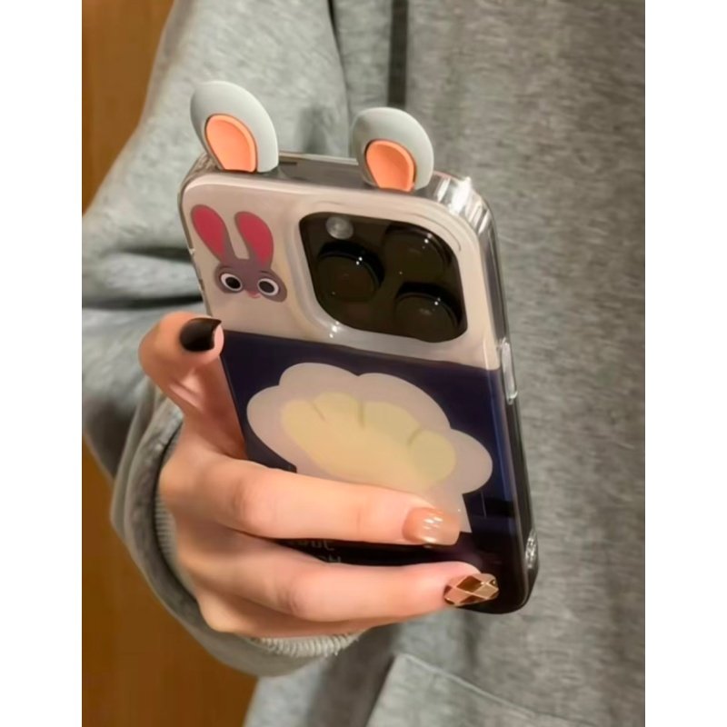 立体耳朵拼色兔子爪印适用苹果17promax大孔手机壳iPhone17pro双层16/15/14/13pro可爱vivo华为P70小米17oppo