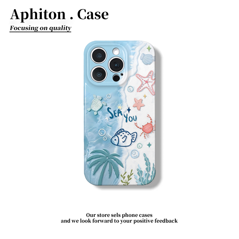 海滩小鱼适用iPhone16pro苹果17promax菲林手机壳16/15/14plus全包防摔13/17pro华为P70vivo小米15oppo保护套