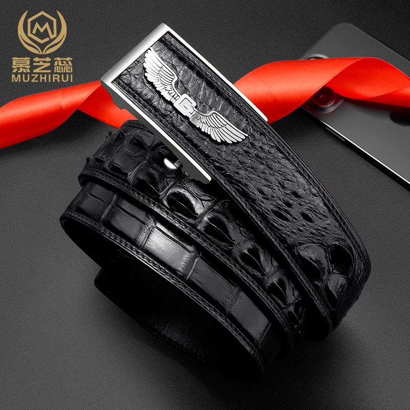 泰国进口鳄鱼皮裤腰带男真皮钨钢自动内扣高端中年人名牌商务潮