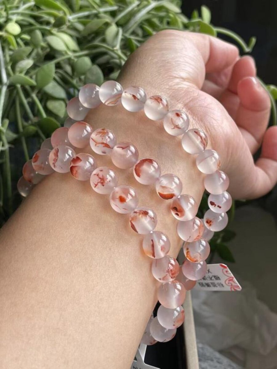 SICHUAN LIANGSHAN JIUKOU ICE FLOATING FLOWER NANHONG PLAIN CIRCLE 남성용 및 여성용 싱글 서클 팔찌 항목 1개 및 사진 1개 실제 촬영의 진품 보장