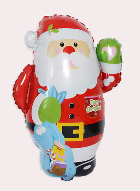 73x54cm 新款带礼物圣诞老人铝膜气球 节日派对装饰气球