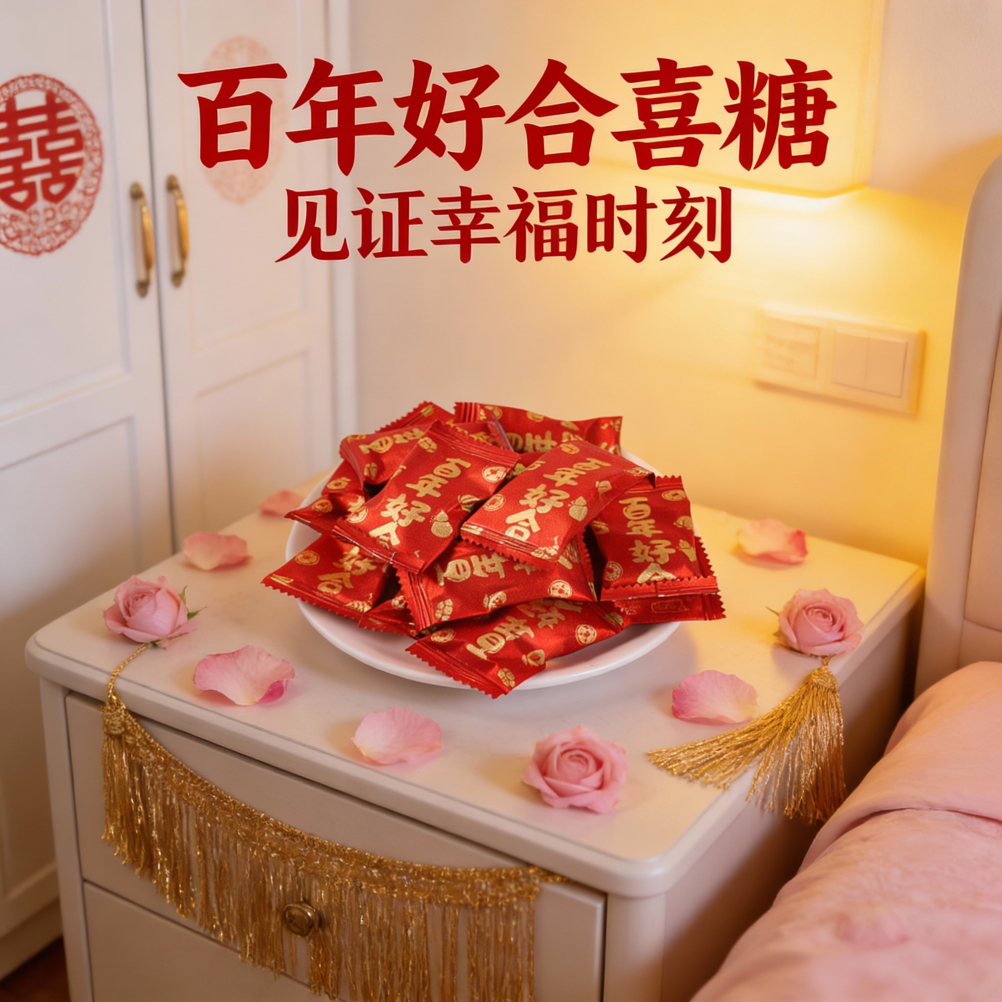 结婚订婚专用喜糖批发百年好合婚庆糖果散装独立包装高颜值喜庆