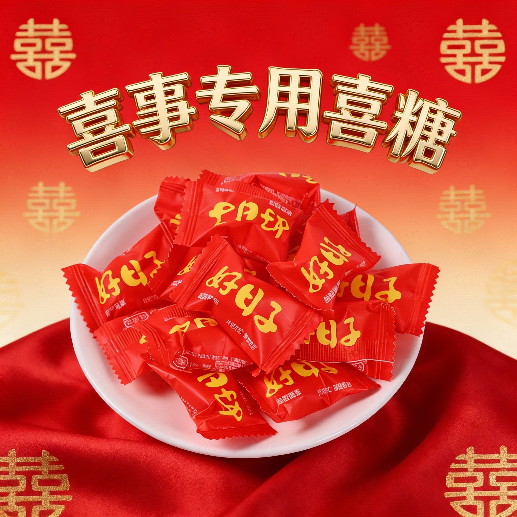 结婚订婚专用喜糖批发好日子喜字糖果婚庆散装包装本命年新年好运