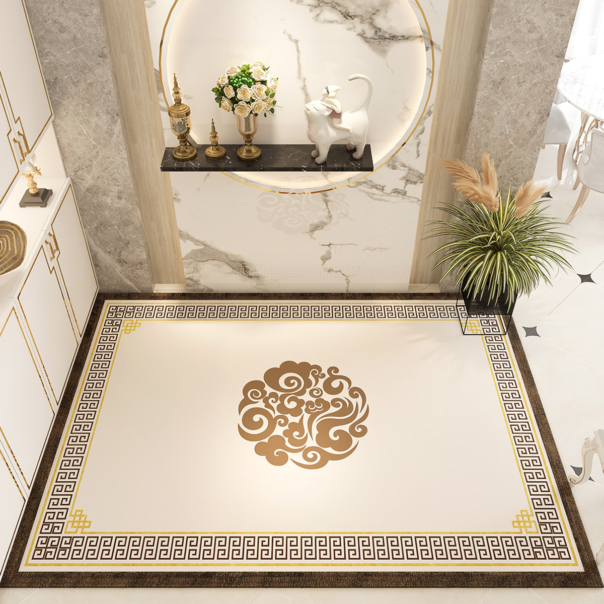 新中式家用地毯进门口地垫入户门垫高端PVC玄关脚防滑垫耐脏垫子,居家布艺,家用脚垫,淘宝优惠券,粉丝福利购,淘宝优惠卷