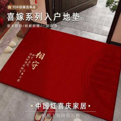 入户门地垫结婚专用高级感喜庆防滑垫室内玄关可裁剪免洗可擦地毯