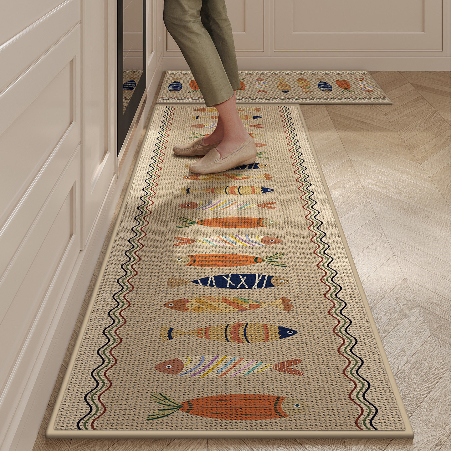 亚麻编织厨房地垫高级感可擦免洗地毯专用长条吸水吸油脚垫好打理,居家布艺,厨房地垫,淘宝优惠券,粉丝福利购,淘宝优惠卷