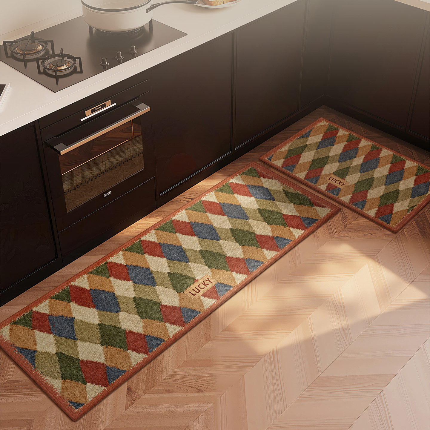 厨房地垫美式复古可定制条形耐脏防滑脚垫家用好打理吸水吸油地毯,居家布艺,厨房地垫,淘宝优惠券,粉丝福利购,淘宝优惠卷