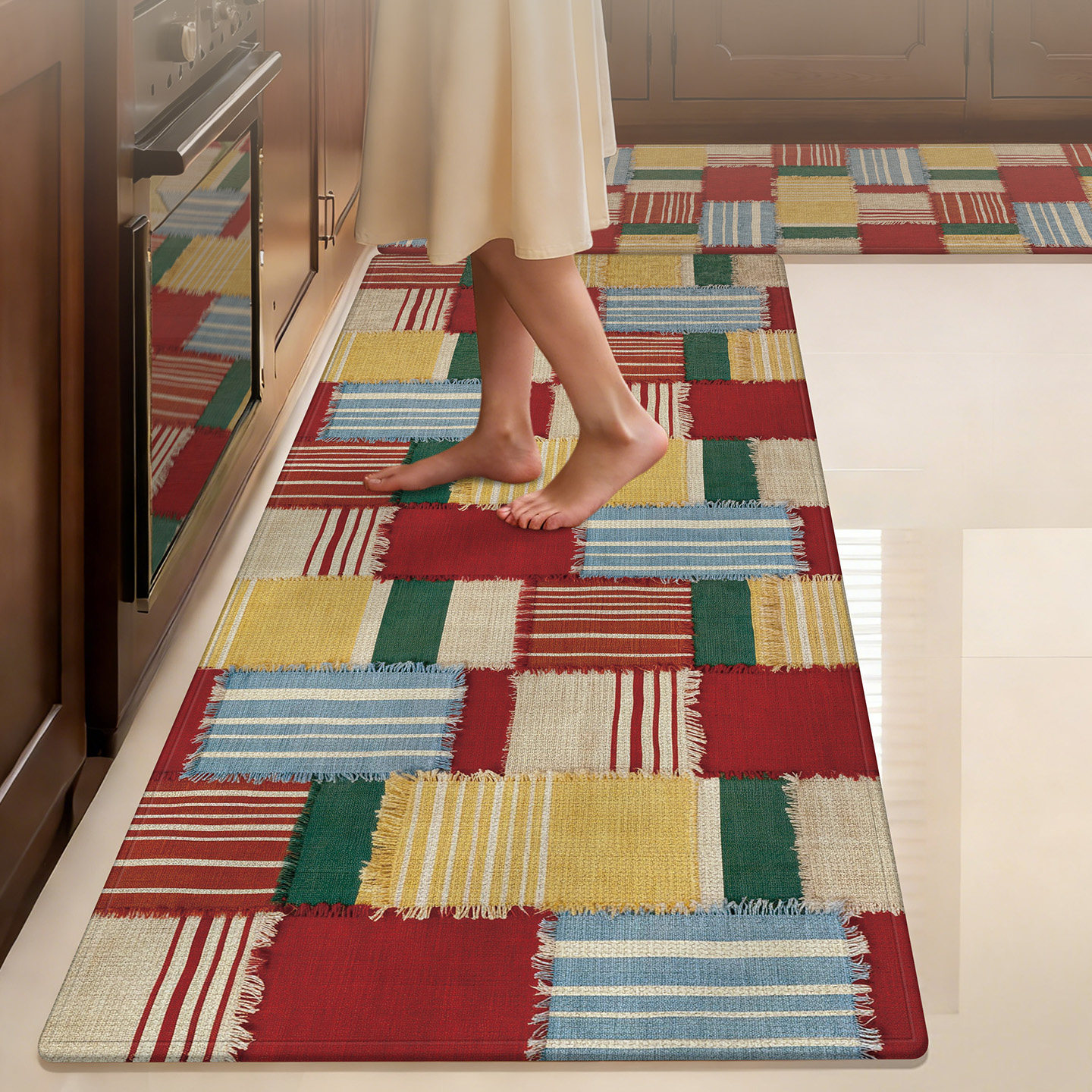 美式厨房地垫编织纹吸水速干免洗可擦脚垫条形防摔防滑地毯可定制,居家布艺,厨房地垫,淘宝优惠券,粉丝福利购,淘宝优惠卷