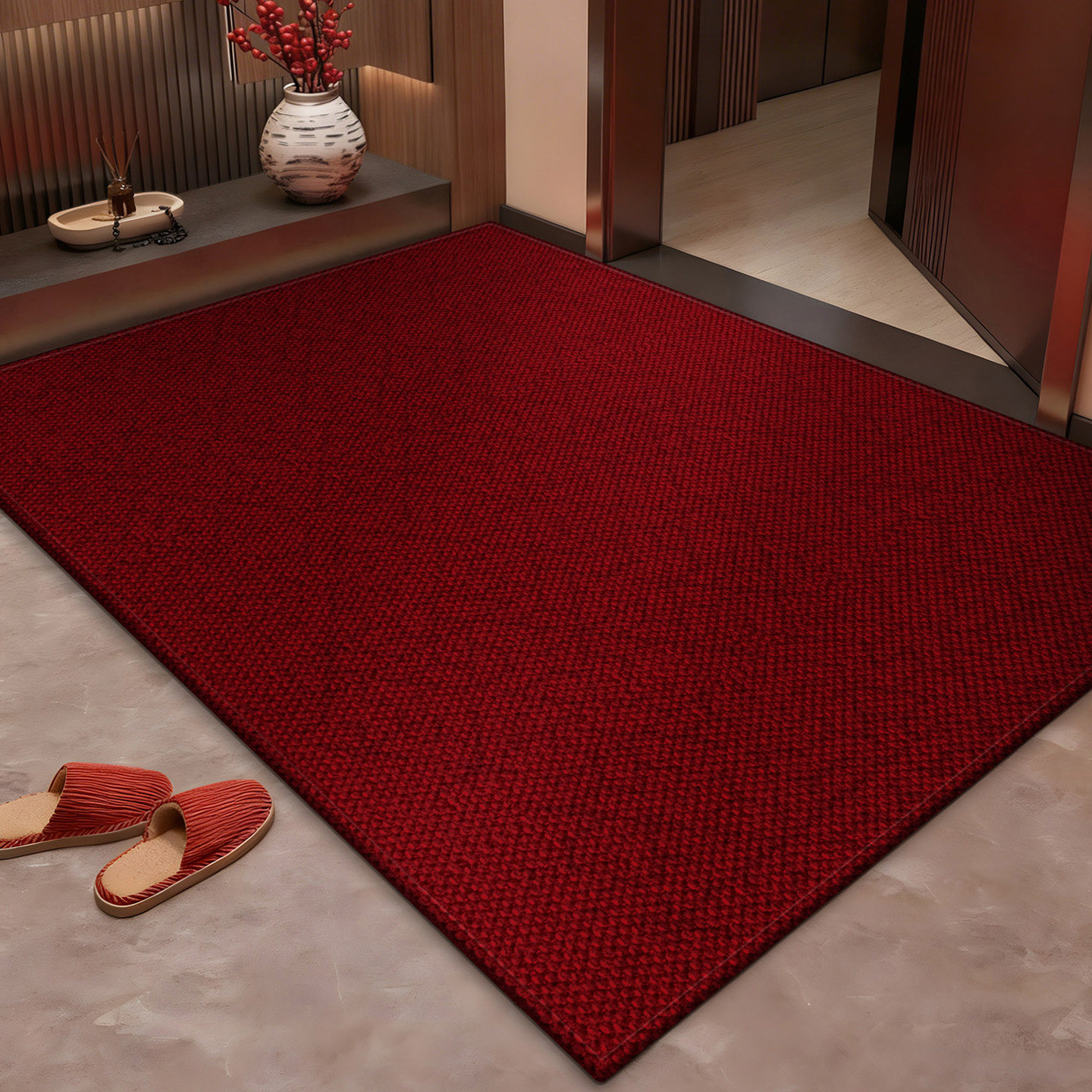 玄关入户门地垫进门口防滑脚垫轻奢高级感耐脏免洗红色地毯可定制,居家布艺,入户地垫,淘宝优惠券,粉丝福利购,淘宝优惠卷