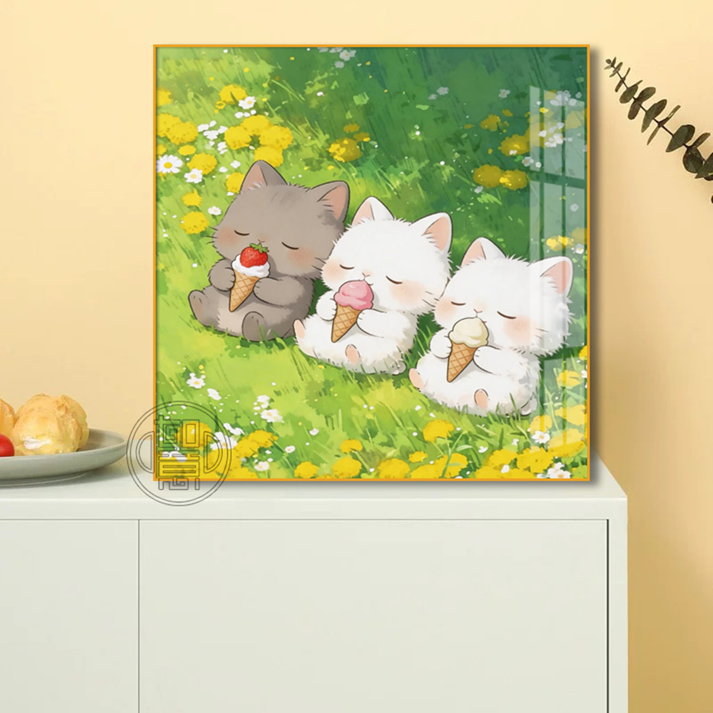 甜筒小猫钻石画2026新款女孩子儿童钻石贴画高难度可爱动物方钻图片