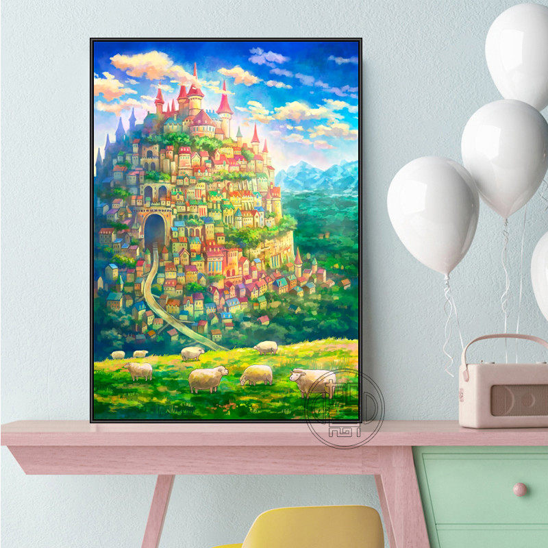 钻石画满钻卡通小屋粘钻画