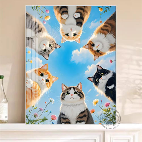 可爱猫咪钻石画新款客厅贴钻画