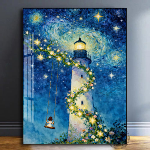 星空灯塔钻石画2026新款手工diy风景高颜值钻石贴画带框贴钻画