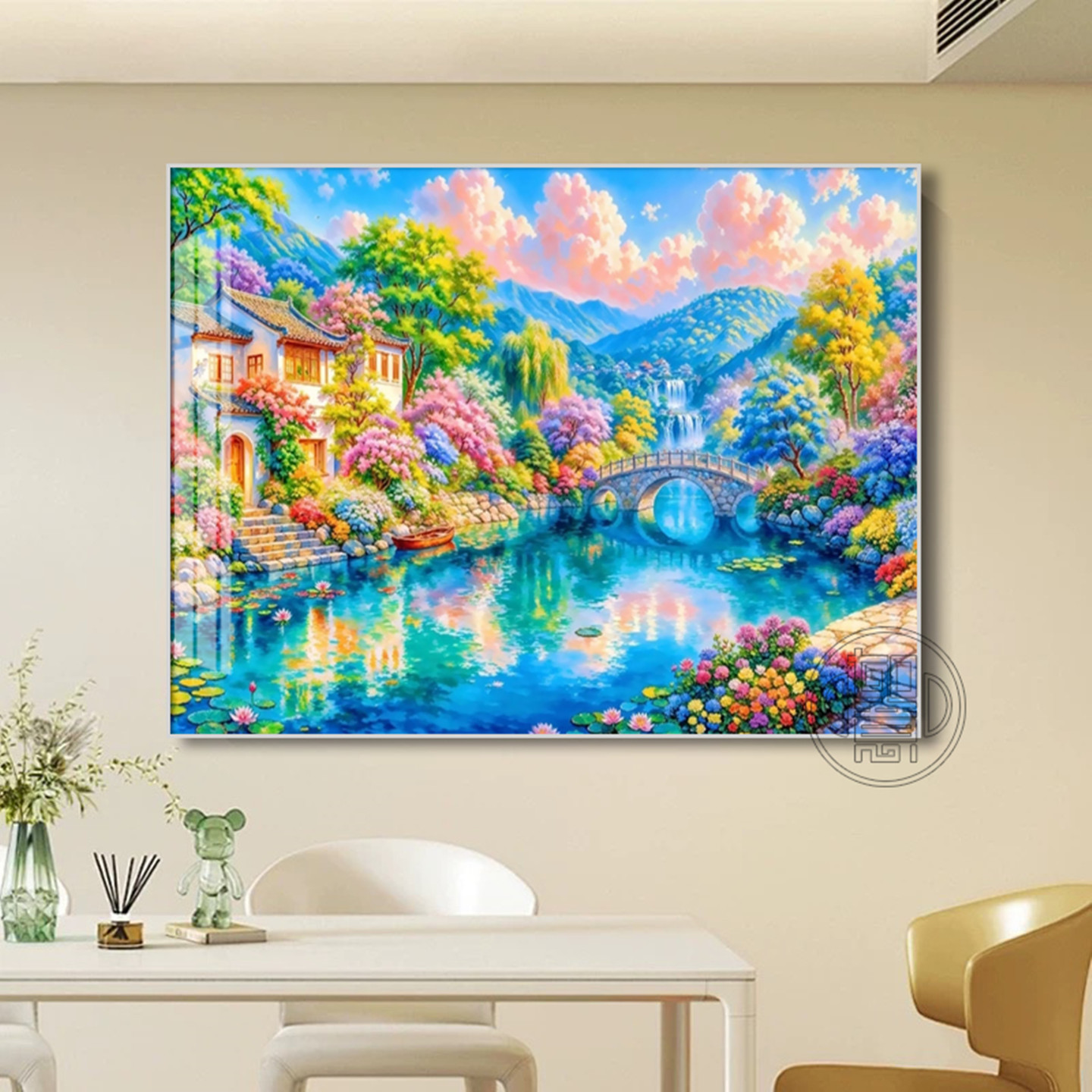 高颜值钻石画治愈系风景满钻新款钻石贴画高难度带框方钻砖石画图片
