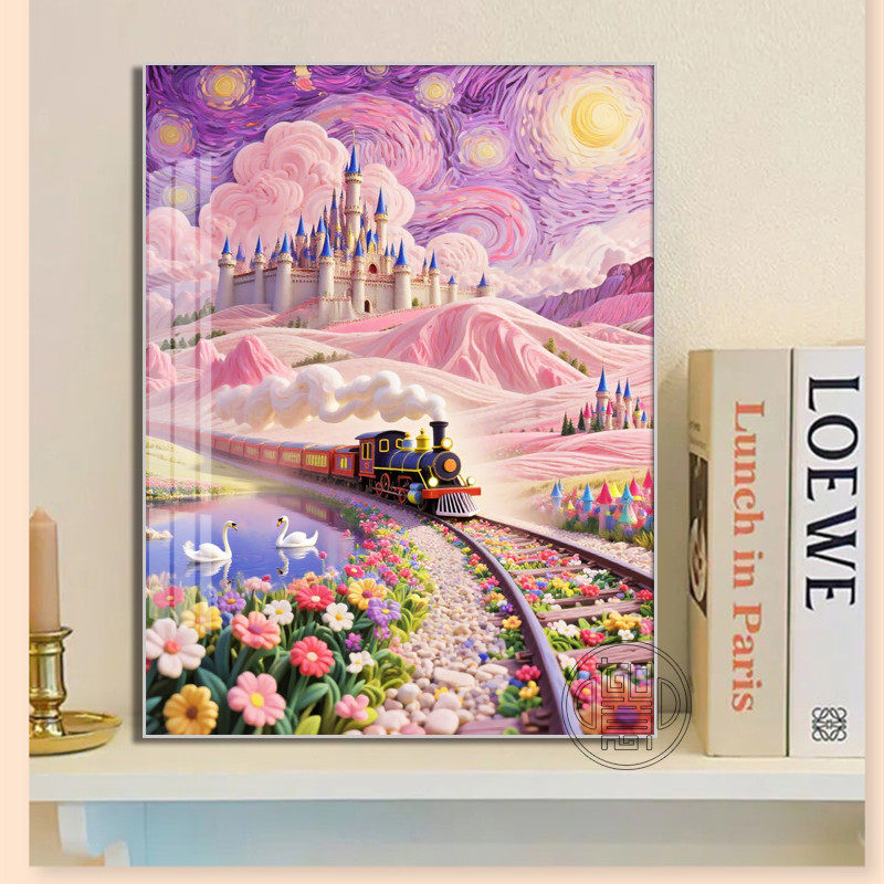 粉色梵高星空钻石画2025新款手工钻石粘贴画城堡风景砖石绣高级感,居家布艺,钻石绣,淘宝优惠券,粉丝福利购,淘宝优惠卷