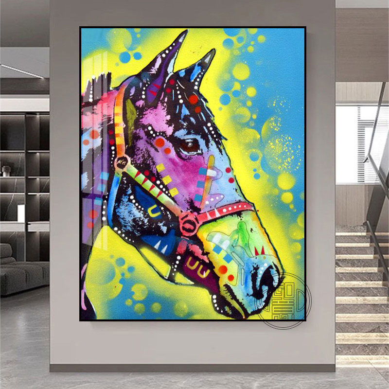 钻石画满钻彩色马头手工点钻画