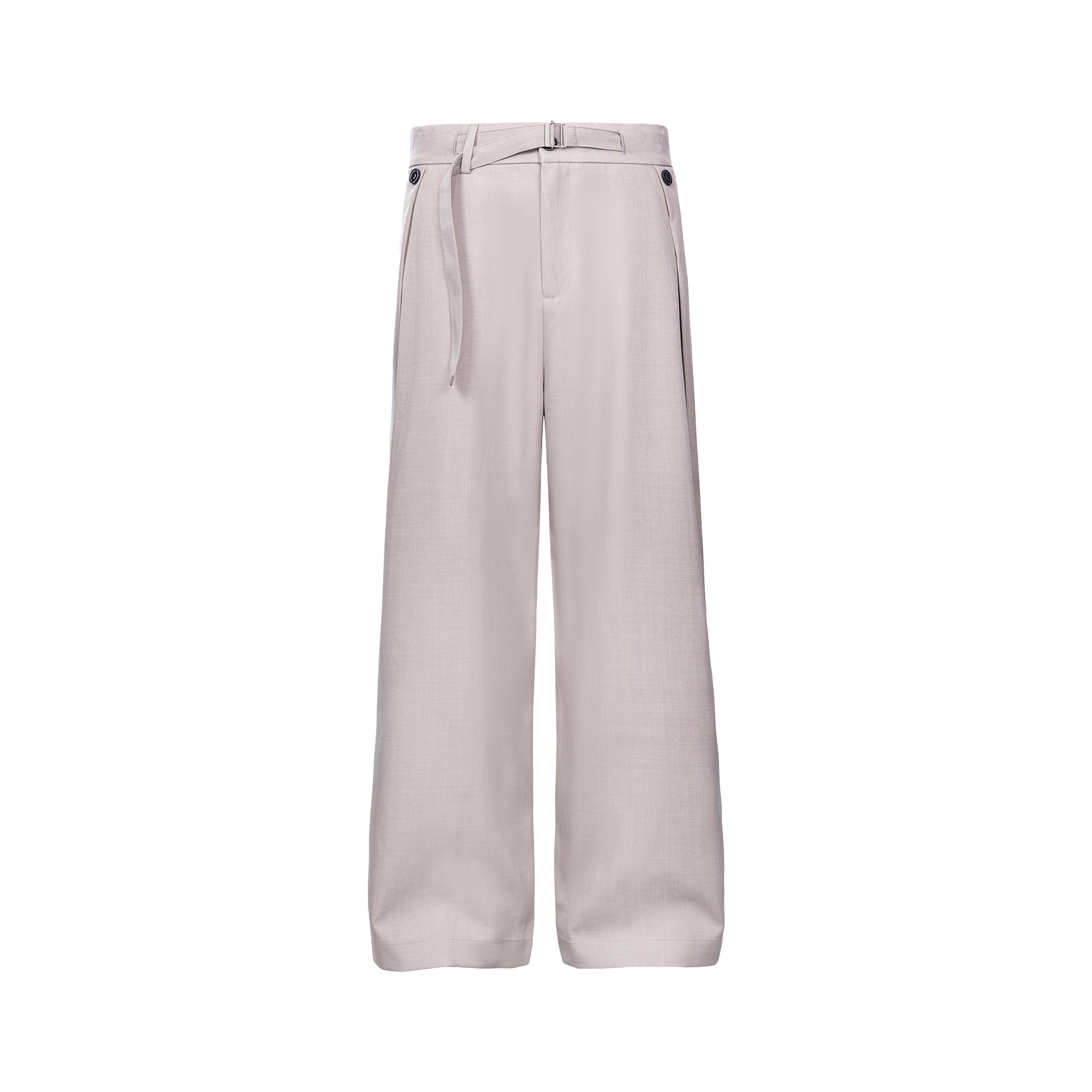 Casoulty线性绑带西裤 立体褶裥 高支数精纺斜纹混纺肌理感面料