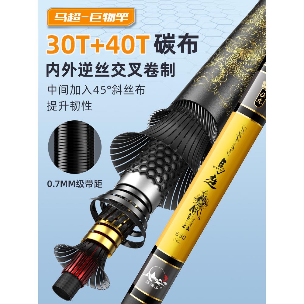 浮烟山鱼竿2024新款马超大物竿轻量版巨物杆综合台钓竿19调鲢鳙竿