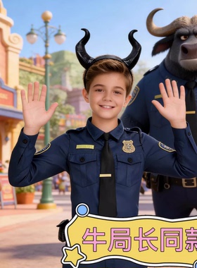 疯狂动物城儿童服装牛局长头饰表演出服头套cosplay男女成人衣服