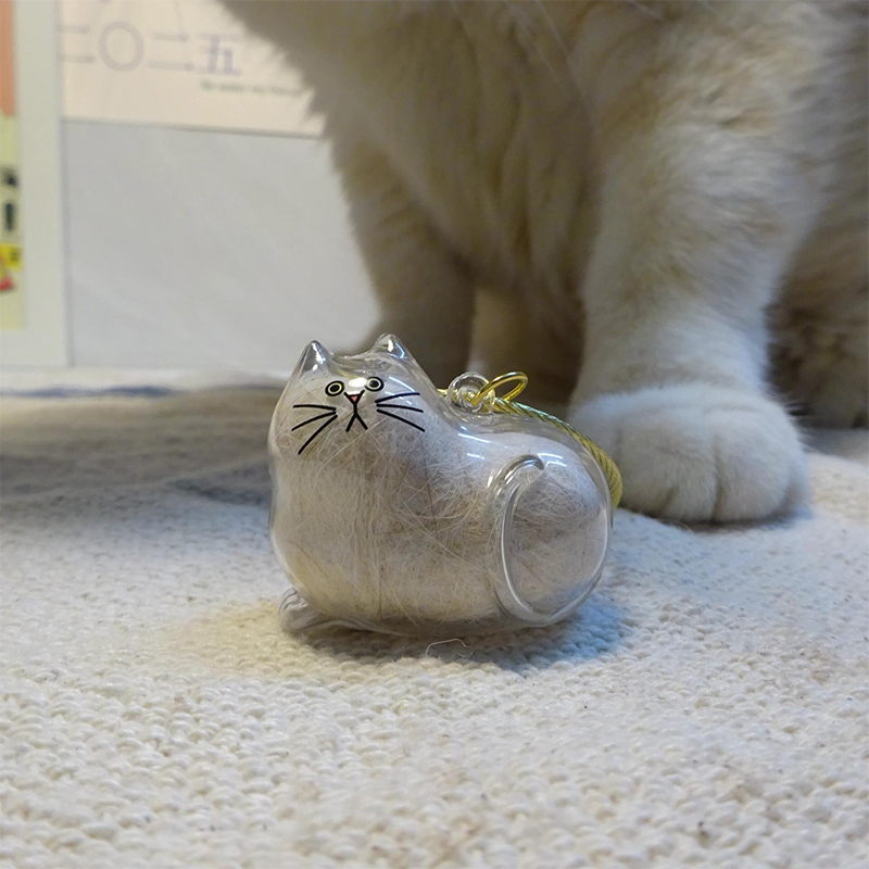 透明猫型猫毛收纳扭蛋挂件钥匙扣