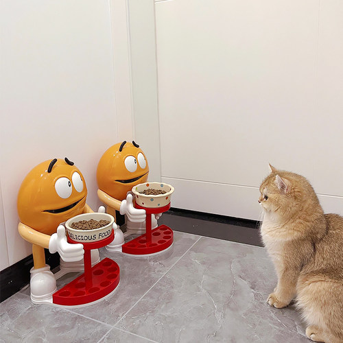 MM豆摆件猫碗增高架保护颈椎