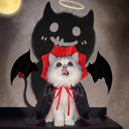 帅炸！猫咪万圣节暗黑系小斗篷