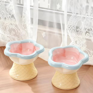 陶瓷猫碗宠物碗防打翻慢食盆狗碗狗盆增高架保护颈椎大口径喝水碗