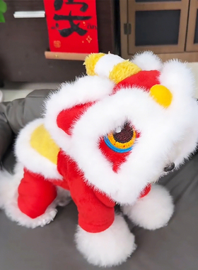 狗狗新年衣服喜庆红色刺绣醒狮猫咪变身装可爱冬装小型犬比熊泰迪