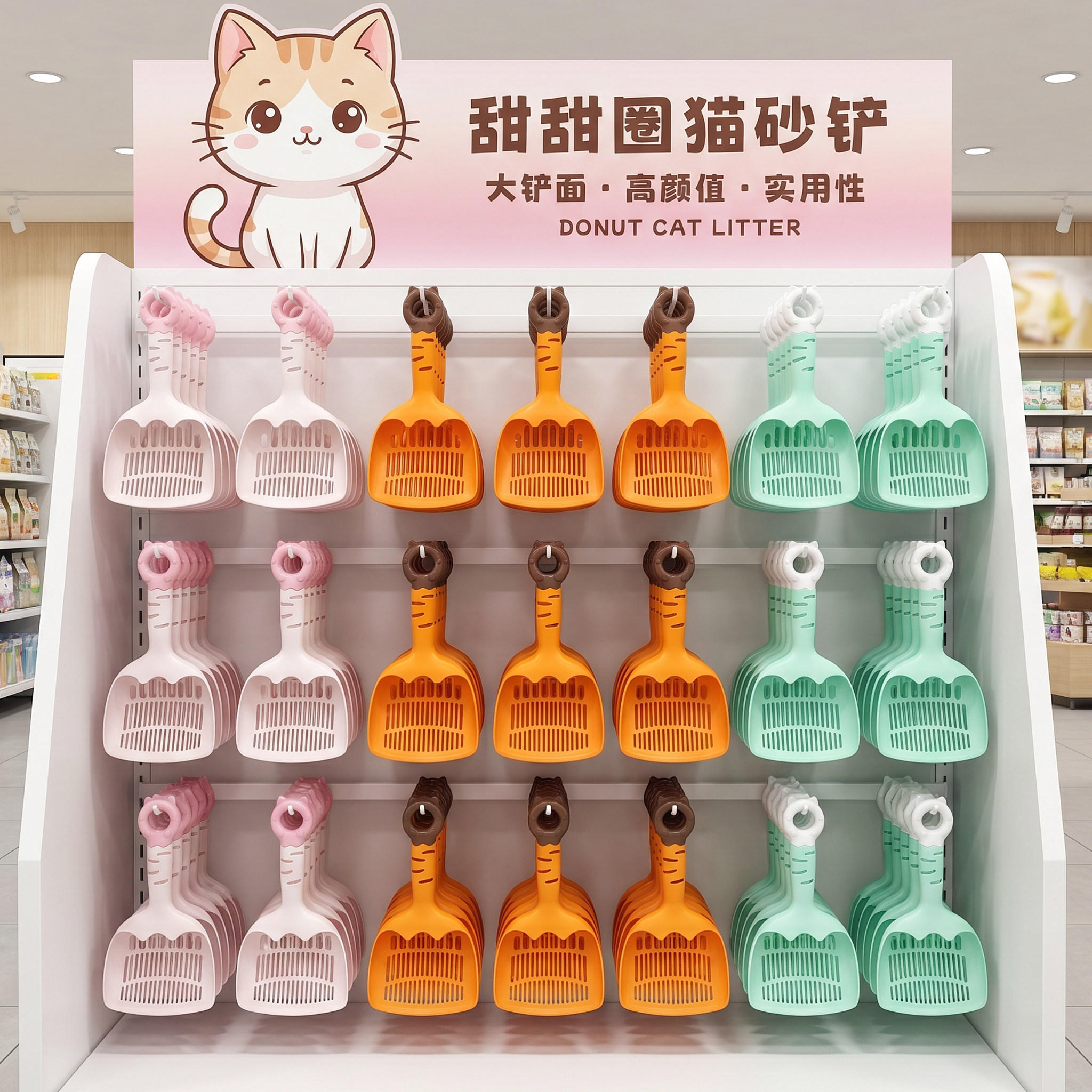 猫砂铲细孔豆腐砂矿砂铲屎神器可爱大号塑料猫屎铲子宠物清洁用品
