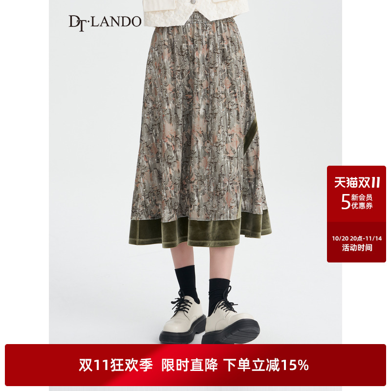 DTLANDO中长裙复古优雅半身裙