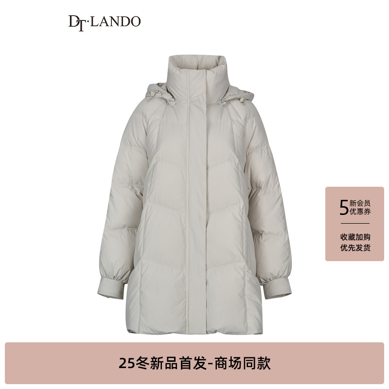 DTLANDO/商场同款25冬新品女装时尚立领羽绒服宽松保暖棉袄外套