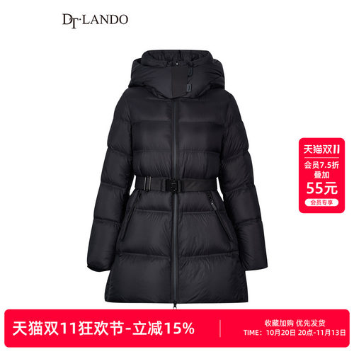 DTLANDO/商场同款冬季女装气质百搭连帽中长款羽绒服外套