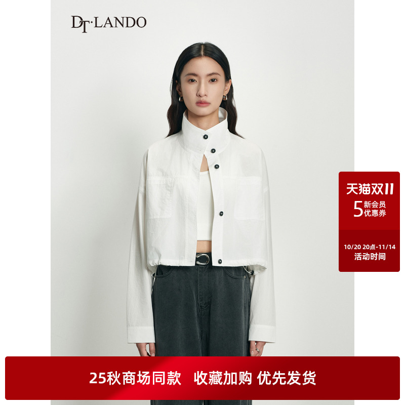 DTLANDO/商场同款25秋新品女装时尚百搭显瘦立领短款长袖衬衫外套