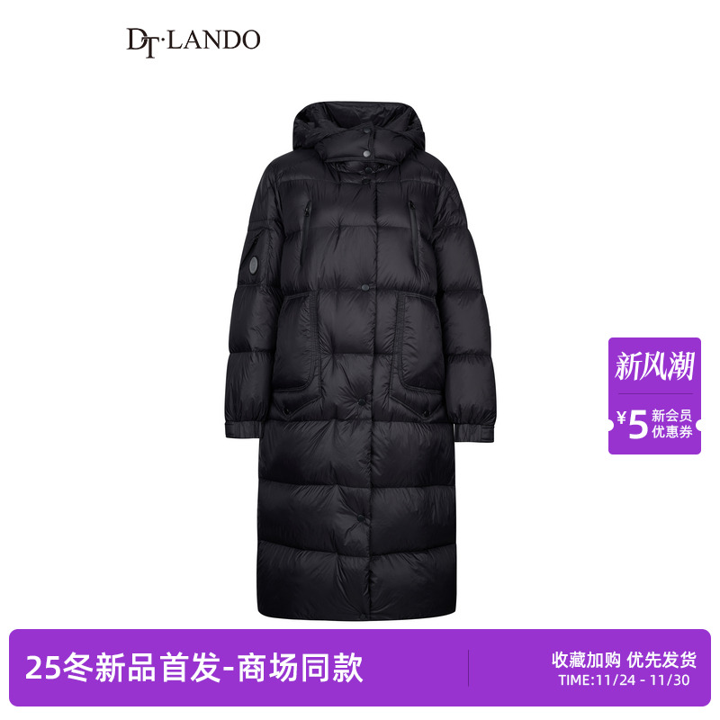 DTLANDO/商场同款25冬新品女装经典90鹅绒保暖中长款鹅绒服外套