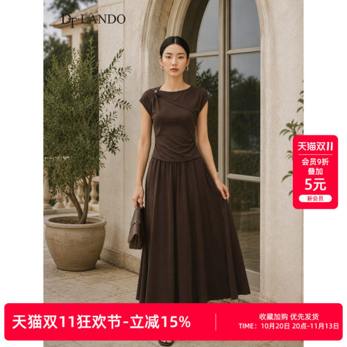 DTLANDO/商场同款26夏季新品金属扣斜襟设计垂坠感气质通勤套装裙
