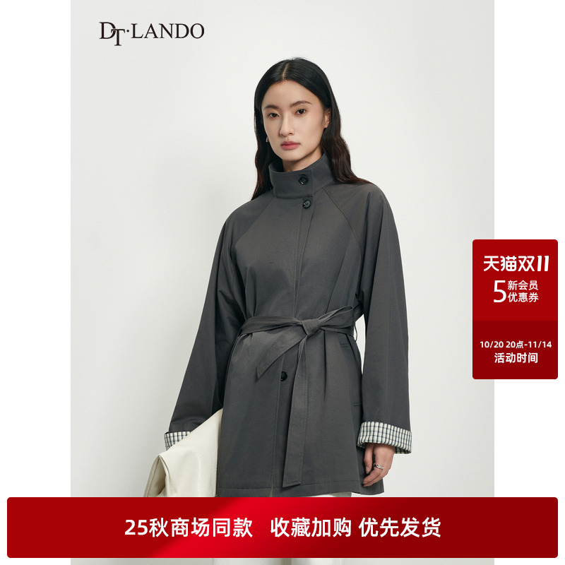 DTLANDO/商场同款25秋新品女装时尚显瘦气质中长款风衣外套