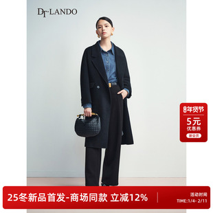 DTLANDO/商场同款25冬新品女装经典中长款含羊毛双面呢大衣外套