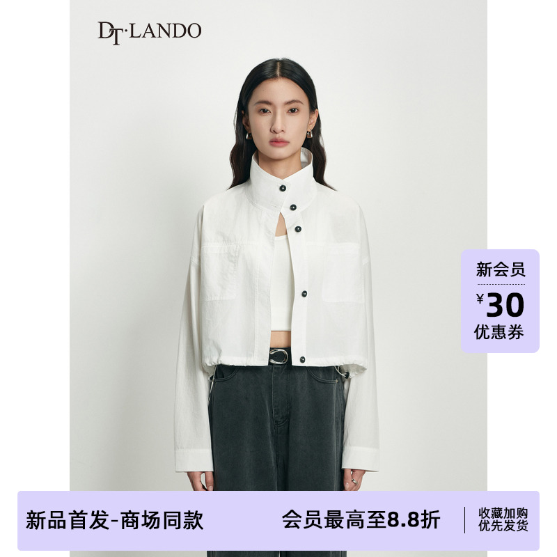 DTLANDO/商场同款25秋新品女装时尚百搭显瘦立领短款长袖衬衫外套