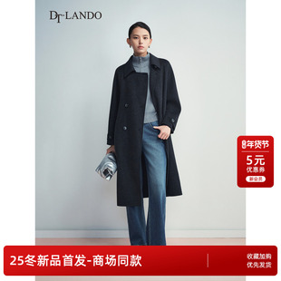 DTLANDO/商场同款25冬新品女装经典双排扣中长款双面呢大衣外套