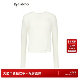 DTLANDO/商场同款25秋新品女装简约圆领下摆小标志长袖T恤罩衫