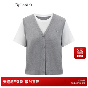 短袖 DTLANDO 通勤休闲百搭日常假两件女装 25夏新品 上衣 商场同款