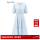 商场同款 短袖 25夏季 DTLANDO 新品 V领收腰显瘦女装 中长款 连衣裙子