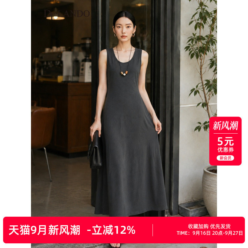 DTLANDO/商场同款26夏季新品简约垂感气质无袖修身显瘦长款连衣裙