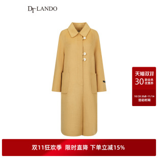 优雅气质翻领100%绵羊毛双面呢大衣中长款 女装 外套 款 DTLANDO冬季