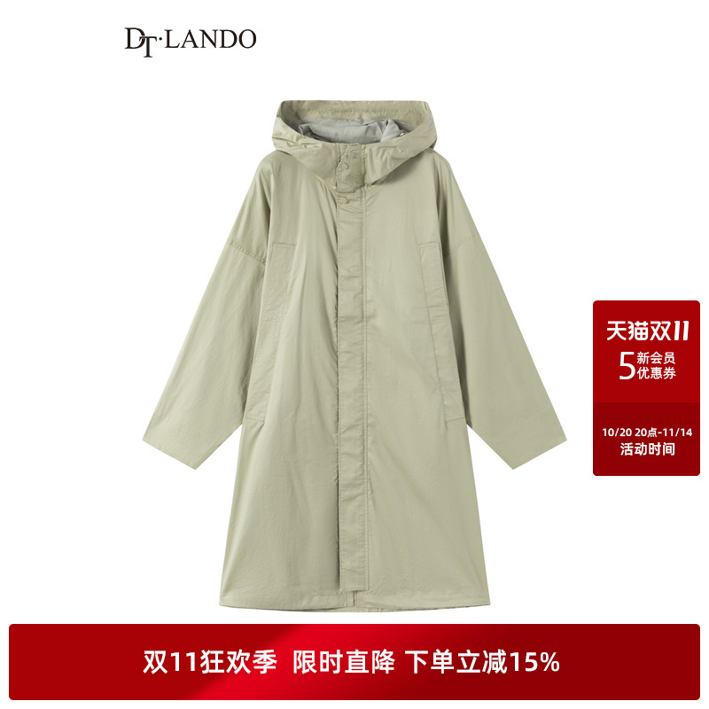 DTLANDO女装风衣休闲百搭中长款宽松外套开衫上衣女秋季女装