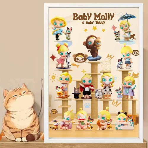 Baby Molly喵趣横生卡通手办收纳盒亚克力长方体玩具展示盒收藏