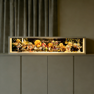 卡通手办收纳盒PVC长方体办公室展示盒带灯收藏展示架