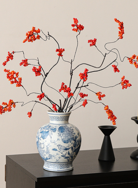 新中式陶瓷花瓶摆件轻奢高档客厅插花电视机餐边柜餐桌面花艺摆设